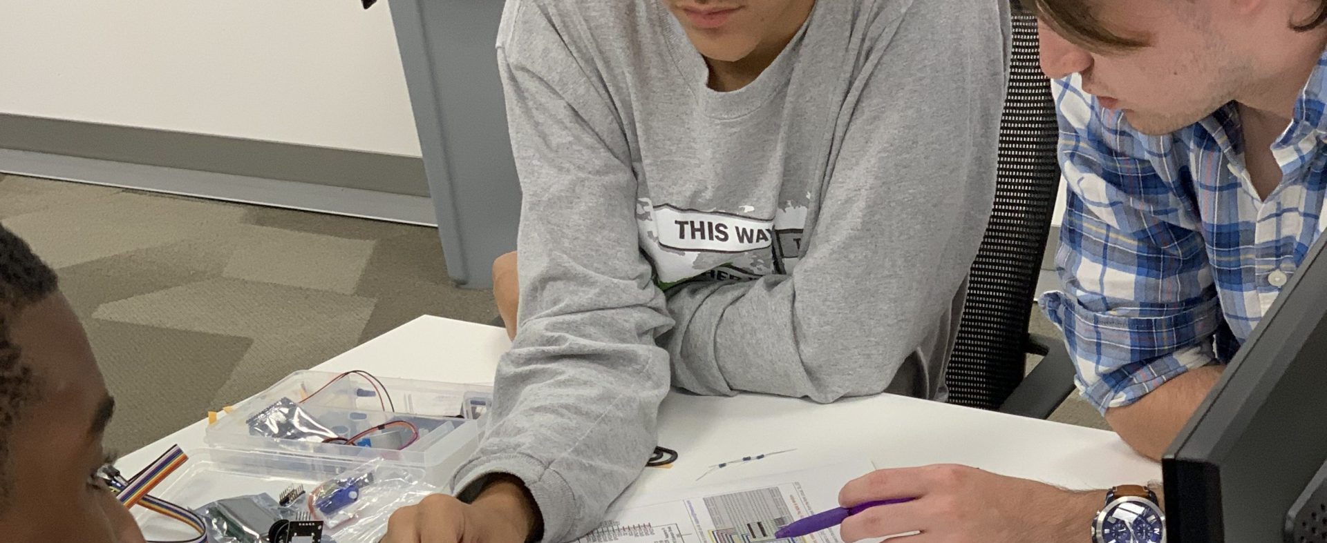 Scouts working on technical project