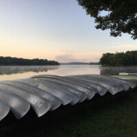 Canoes at the lake photo