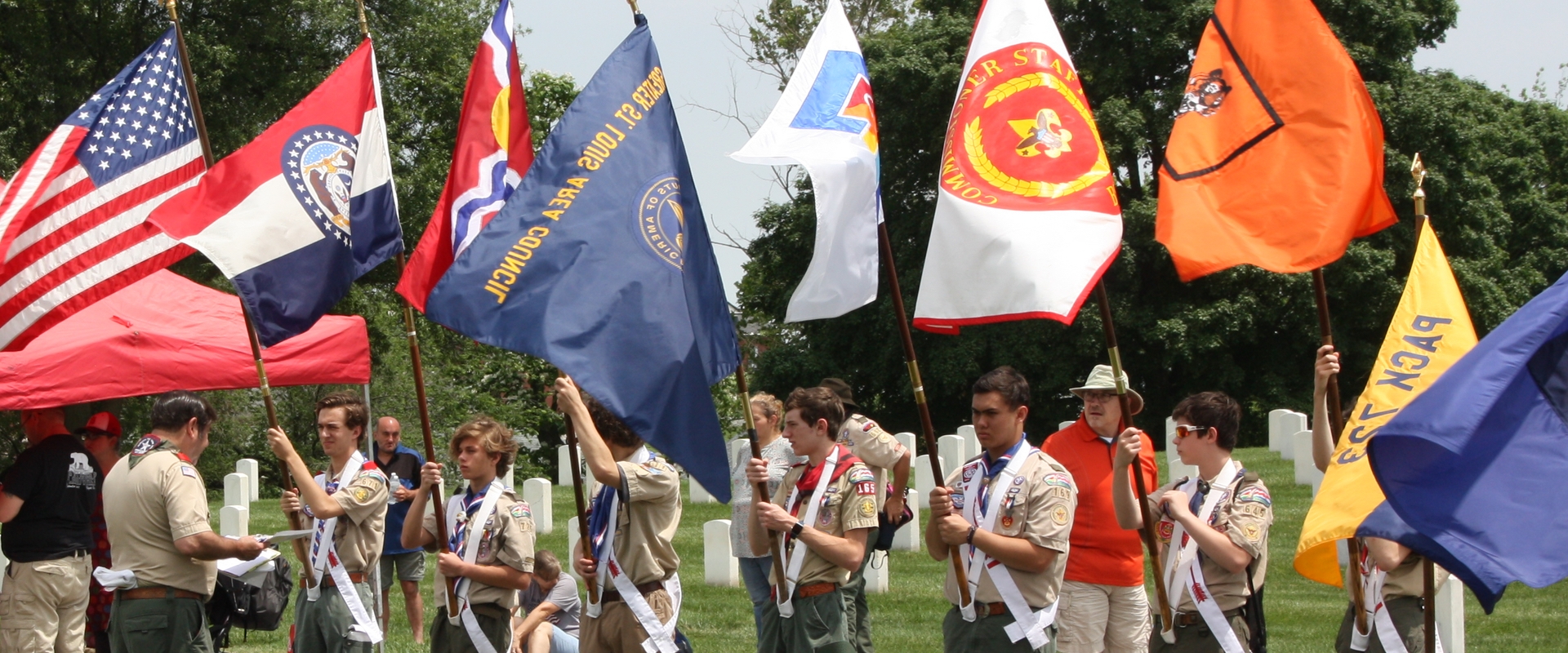 scouts at flag ceremony at jefferson barracks photo