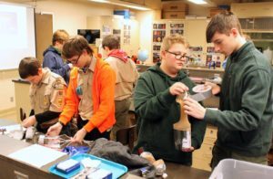 Scouts work in a lab